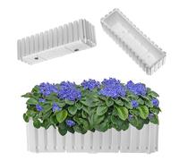 KADAX Jardinière de Balcon - 60 cm Pot de Fleurs à Aspect Lattes, jardinière avec Bouchon en Caoutchouc, Blanc
