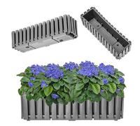 KADAX Jardinière de Balcon - 60 cm Pot de Fleurs à Aspect Lattes, jardinière avec Bouchon en Caoutchouc, Gris