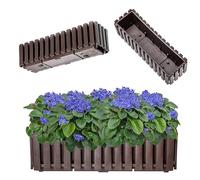 KADAX Jardinière de Balcon - 60 cm Pot de Fleurs en 2 Tailles, Pot de Fleurs à Aspect Lattes, jardinière avec Bouchon en Caoutchouc, Marron