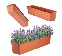 KADAX Jardinière de balcon en plastique de haute qualité, pour intérieur et extérieur, pour balcon, terrasse, rebord de fenêtre (60 cm, terre cuite)
