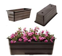 KADAX Jardinière de balcon, en plastique, résistante aux intempéries, 40 cm, marron, pour fleurs, herbes