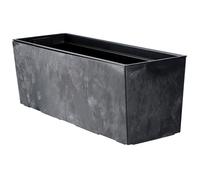 KADAX Jardinière en Plastique, 18,5x56 cm, bac à Fleurs avec Insert, jardinière de Balcon résistante aux intempéries, Pot de Fleurs rectangulaire (Noir, Motif béton)