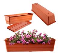 KADAX Jardinière en plastique résistant aux intempéries avec soucoupes - 60 cm - Pour fleurs, herbes et herbes - Terre cuite