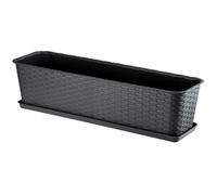 KADAX Jardinière Rectangulaire 60 cm, Balconnière en Plastique Aspect Rotin avec Soucoupe pour Embellir Votre Espace Extérieur (Anthracite)