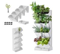 KADAX Jardinière verticale robuste - Pot colonne avec socle 2 variantes de couleurs - Jardin d'herbes aromatiques pour balcon, terrasse, cuisine et jardin (blanc)