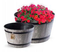 KADAX Lot de 2 - Ø30, 40 cm - Pot de Fleurs en Plastique pour intérieur et extérieur (Gris Clair)