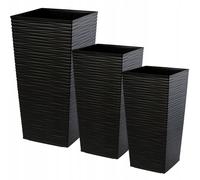 KADAX Lot de 3 Set de 3 Pots de Fleurs Hauts - H 46,5/57,5/68 cm - Noir - intérieur/extérieur - pour Balcon, Jardin ou Salon
