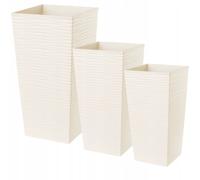 KADAX jeu de pots, pot en plastique, 30+35+40 cm, crème