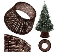 KADAX Jupe de sapin Ø 55 cm en osier naturel tressé, couverture artisanale pour support de sapin de Noël, housse pour support de sapin de Noël, anneau de sapin de Noël (Marron foncé)