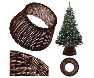 KADAX Jupe de sapin Ø 55 cm en osier naturel tressé, couverture artisanale pour support de sapin de Noël, housse pour support de sapin de Noël, anneau de sapin de Noël (Marron foncé)