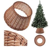 KADAX Jupe pour sapin de Noël en osier naturel tressé, 46.5 cm
