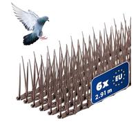 KADAX K10044 Lot de 6 pics anti-oiseaux en plastique pour balcon, fenêtre, toit, jardin, répulsif contre les oiseaux, protection contre les pigeons, marron