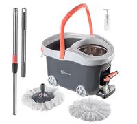 KADAX Kit complet de serpillère avec manche télescopique et seau avec fonction d'essorage, serpillère avec seau de nettoyage, serpillère pour nettoyage des sols