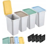 KADAX Kit de Tri Sélectif, Système de Déchets Robuste avec Couvercle Étanche, en Plastique (Blanc, 4 x 12 L)