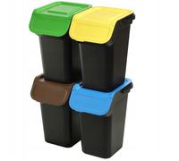KADAX Kit de tri des déchets avec couvercle à rabat hermétique poubelle de 25 l poubelle pour cuisine noir 4 x 25 l