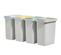 KADAX Kit de Tri Sélectif, Système de Déchets Robuste avec Couvercle Étanche, en Plastique (Blanc, 4 x 12 L)