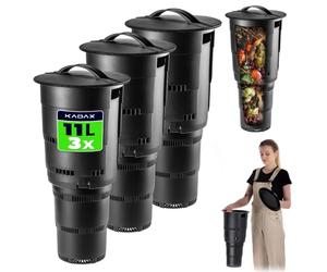 KADAX komposttonne enterrée en Plastique - Noir Lot de 3 - compostage Discret au Jardin - Couvercle avec poignée et Trous d’aération Anti-odeurs