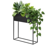 KADAX Large Jardinière en Acier Noir, Support de Fleurs pour Intérieur et Extérieur, Parterre avec Pot (Hauteur : 70 cm)