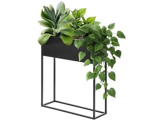 KADAX Large Jardinière en Acier Noir, Support de Fleurs pour Intérieur et Extérieur, Parterre avec Pot (Hauteur : 70 cm)
