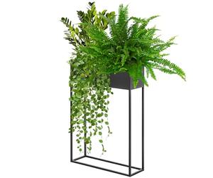 KADAX Large jardinière en acier noir, support de fleurs pour intérieur et extérieur, parterre de fleurs, pot de fleurs, support de fleurs (hauteur : 90 cm)
