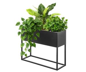 KADAX Large jardinière en acier noir, support de fleurs pour intérieur et extérieur, parterre de fleurs, pot de fleurs, support de fleurs (hauteur : 50 cm)