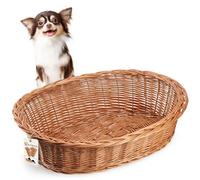 KADAX Lit pour Chien et Chat en Osier Couleur Naturelle - Chaise Longue pour Animaux de Compagnie - Panier de Repos (11 x 50 x 38 cm)