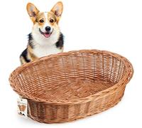 KADAX Lit pour chien et chat en osier, lit pour animaux de compagnie en couleur naturelle, lit pour chien, panier pour chat, chaise longue pour animaux, lit pour animaux, couchage pour chien. Panier