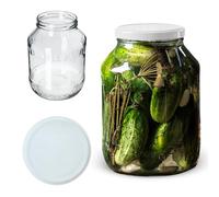 KADAX Lot de 1 bocal de conservation en verre - 2,5 l - Diamètre : 100 mm - Bocal de conservation - Verre à concombre - Bocal rond - Avec couvercle blanc