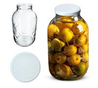 KADAX Lot de 1 bocal de conservation rond avec couvercle à visser - 5 l - Pour confiture, conserve, conserve, etc. - Blanc
