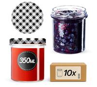 KADAX Lot de 10 bocaux en verre de 350 ml avec couvercle à visser fi82 mm, bocaux de conservation pour champignons, confitures, miel, bocaux à confiture avec couvercle, bocaux hermétiques à offrir