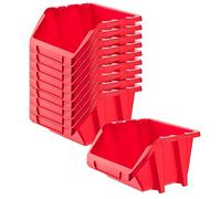 KADAX Lot de 10 boîtes de rangement en plastique PP - Différentes tailles et couleurs - Rouge - 187 x 158 mm