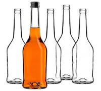 KADAX Lot de 10 bouteilles de liqueur vides en verre, pour huile, vinaigre, liqueur, vin et eau-de-vie, 500 ml, noires