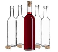 KADAX Lot de 10 bouteilles de vin vides en verre avec bouchon en liège pour vin, liqueurs et spiritueux - Bouteilles à remplir - Bouteilles de liqueur en verre (transparent)