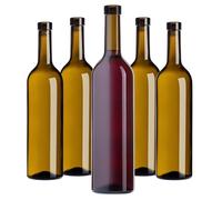 KADAX Lot de 10 bouteilles de vin vides en verre sans bouchon pour vin, liqueurs et spiritueux - 750 ml - Bouteilles à remplir - Bouteilles de liqueur en verre (olive)