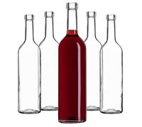 KADAX Lot de 10 bouteilles de vin vides en verre sans bouchon pour vin, liqueurs et spiritueux, à remplir, transparentes