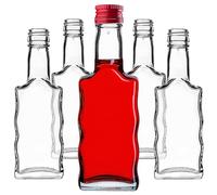 KADAX Lot de 10 bouteilles en verre - 200 ml - Bouteilles vides avec bouchon à vis - Petites bouteilles de liqueur à remplir - Bouteilles de vin en verre - Bouteilles d'alcool (rouge)