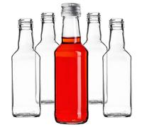 KADAX Lot de 10 bouteilles en verre à remplir - 200 ml - Bouteilles de liqueur vides avec bouchon à vis - Bouteilles pour liqueur, spiritueux (argenté)