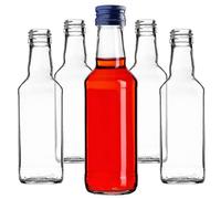 KADAX Lot de 10 bouteilles en verre à remplir - 200 ml - Bouteilles de liqueur vides avec bouchon à vis - Bouteilles pour liqueur, liqueur, eau-de-vie (bleu)