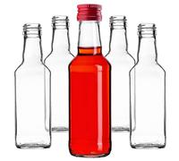 KADAX Lot de 10 bouteilles en verre à remplir - 200 ml - Bouteilles de liqueur vides avec bouchon à vis - Bouteilles pour liqueur, liqueur, eau-de-vie (rouge)