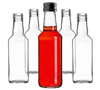 KADAX Lot de 10 bouteilles en verre à remplir - 200 ml - Bouteilles de liqueur vides avec bouchon à vis - Bouteilles pour liqueur, liqueur, eau-de-vie (noir)