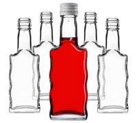 KADAX Lot de 10 bouteilles en verre de 200 ml, vides, avec bouchon à vis, petites bouteilles de liqueur, bouteilles de vin en verre, bouteilles d'alcool, blanches