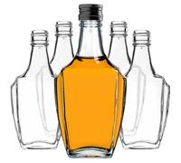 KADAX Lot de 10 bouteilles en verre de 250 ml avec bouchon à vis, vides, à remplir, petites bouteilles d'alcool, bouteilles de jus de fruits, noires
