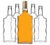 KADAX Lot de 10 bouteilles en verre de 500 ml avec bouchon à vis pour liqueur, vin et décorations (or, longues)