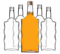 KADAX Lot de 10 bouteilles en verre de 500 ml, vides, avec bouchon à vis, petites bouteilles de liqueur à remplir, bouteilles décoratives (doré)