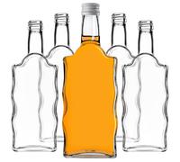 KADAX Lot de 10 bouteilles en verre de 500 ml, vides, avec bouchon à vis, petites bouteilles de liqueur à remplir, bouteilles décoratives en verre (blanc)