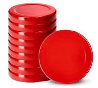 KADAX Lot de 10 couvercles à vis de 53 mm, ensemble de couvercles métalliques pour verres de 115 ml, couvercle de rechange avec 4 dents de réglage, couvercles pour bouteilles et bocaux, couleur rouge
