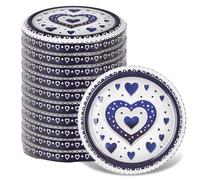 KADAX Lot de 10 couvercles à visser de 66 mm de diamètre en cœurs bleus | Couvercle de rechange pour bocaux de conservation et bocaux de conservation | Hermétiques et étanches