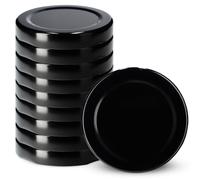 KADAX Lot de 10 couvercles à visser - Diamètre : 53 mm - En métal - Compatible avec les bocaux de 115 ml - Avec 4 dents d'encliquetage - Noir