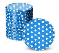 KADAX Lot de 10 couvercles à visser Diamètre : 82 mm En métal Avec 6 dents d'encliquetage Couvercle de rechange pour bocaux à conserve Bleu à pois