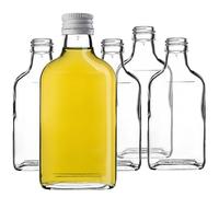 KADAX Lot de 10 flacons de 200 ml - Petites bouteilles en verre avec bouchon à vis - Bouteilles vides à remplir - Mini bouteilles pour liqueurs et eaux de vie (Blanc)